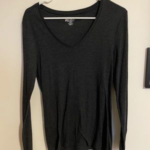 Charcoal Grey Long Sleeve V-Neck